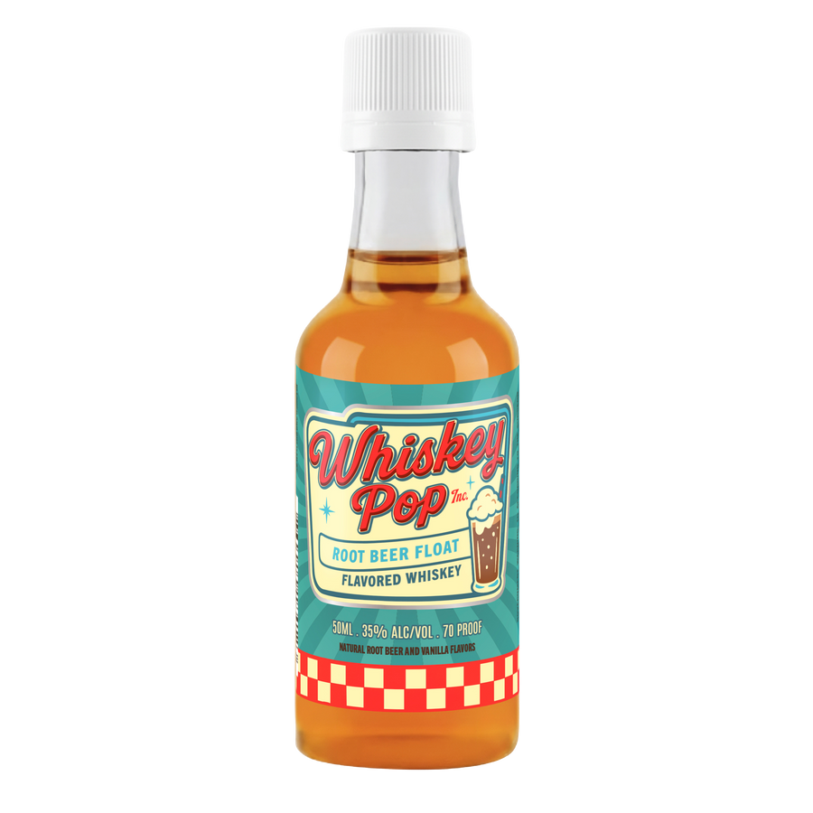 Whiskey Pop Root Beer Float Flavored Whiskey, 50 ml mini bottle, front label