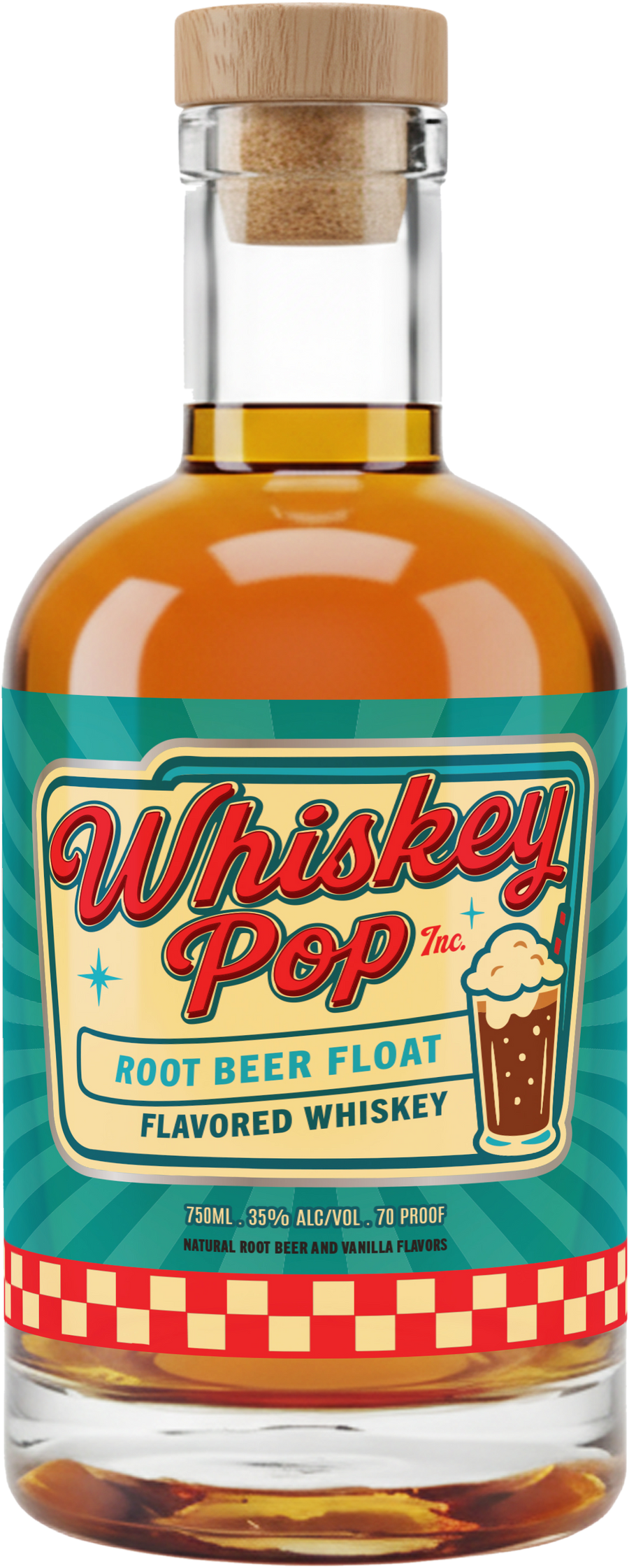Whiskey Pop Root Beer Float Flavored Whiskey, 750 ml bottle, front label