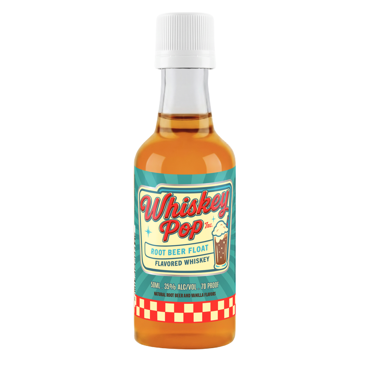 Whiskey Pop Root Beer Float Flavored Whiskey, 50 ml mini bottle, front label