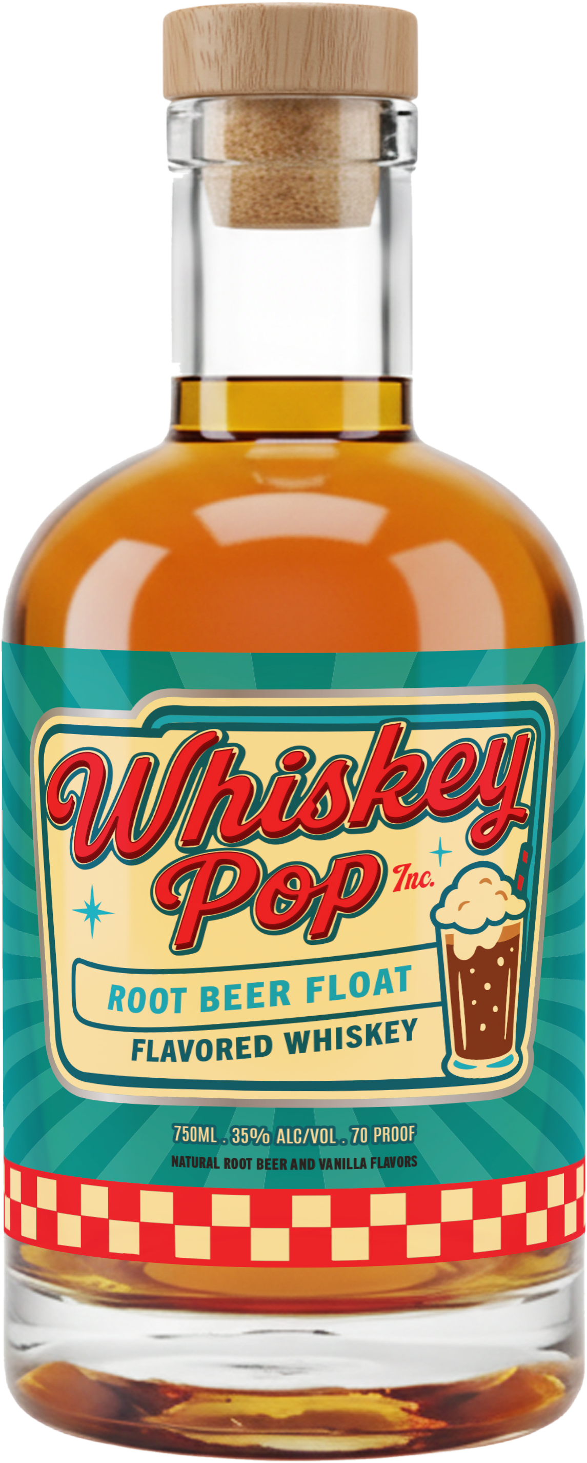 Whiskey Pop Root Beer Float Flavored Whiskey, 750 ml bottle, front label