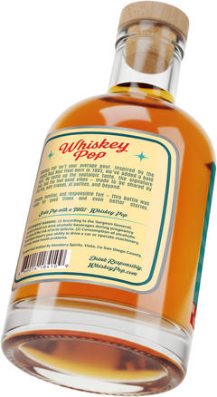 Whiskey Pop Root Beer Float Flavored Whiskey, 750 ml bottle, back label