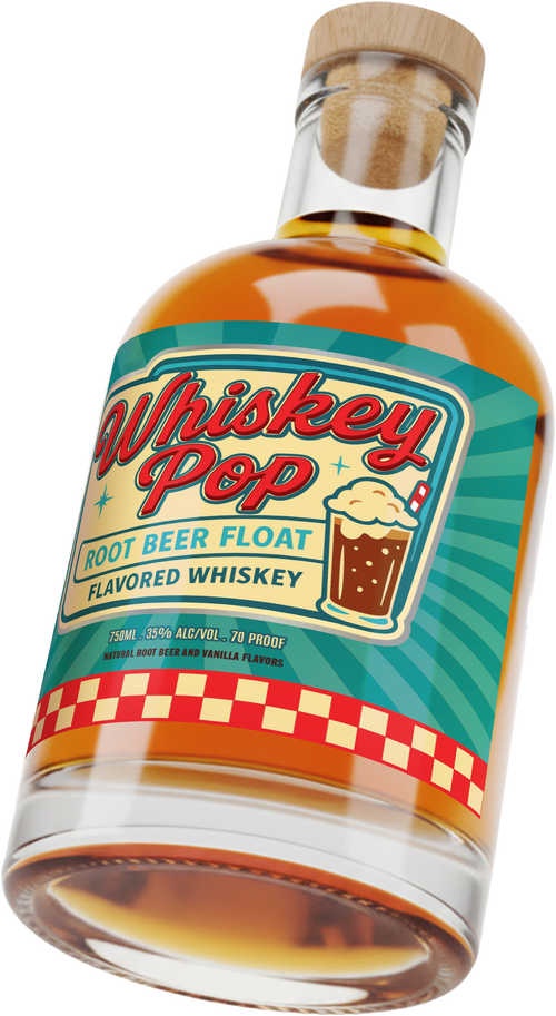 Whiskey Pop Root Beer Float Flavored Whiskey, 750 ml bottle, tilted
