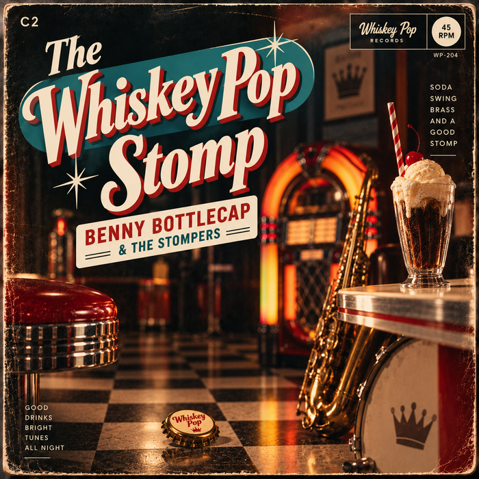 The Whiskey Pop Stomp by Benny Bottlecap & the Stompers, record sleeve